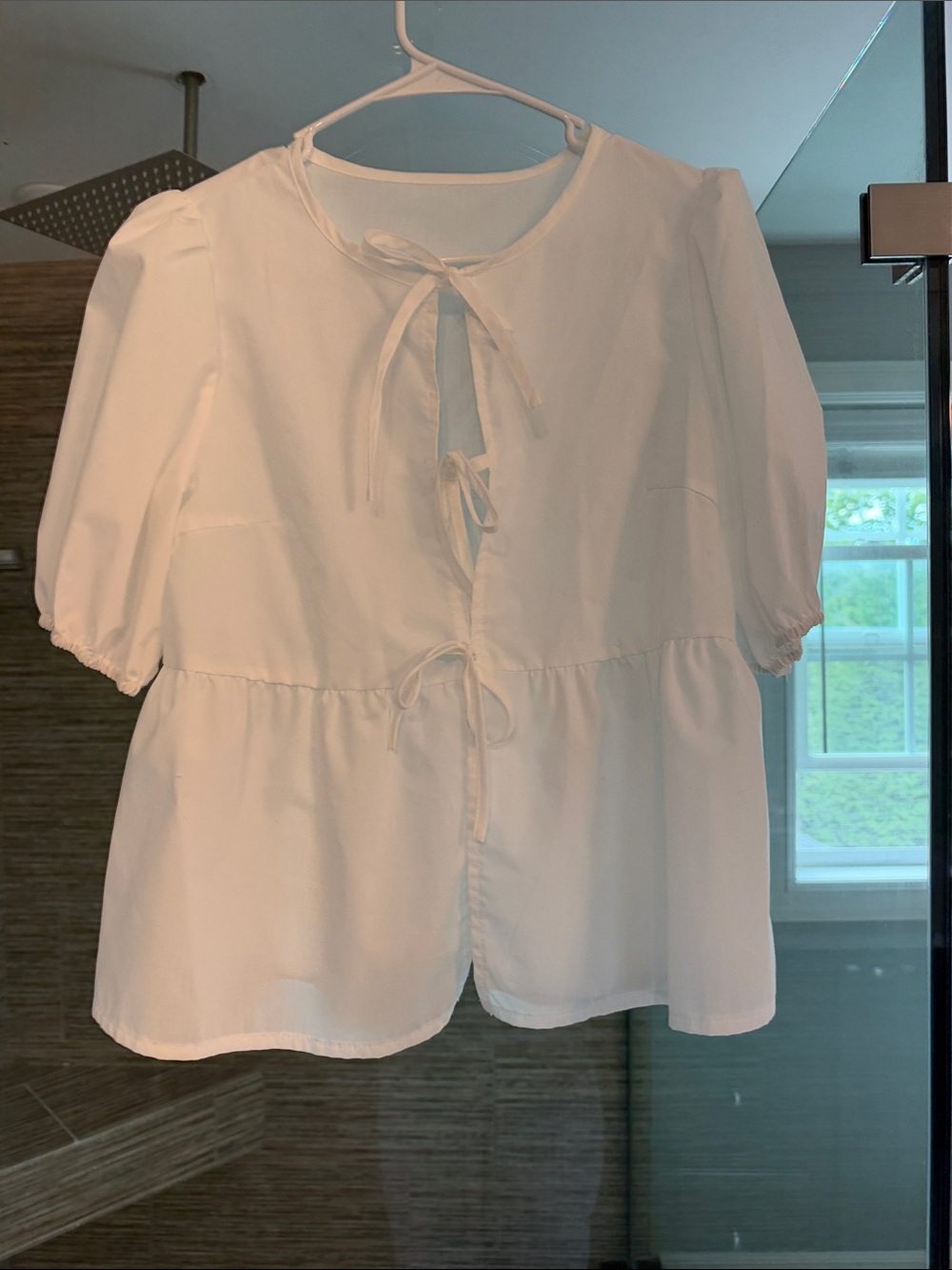 SHEIN White Tie-Front Peplum Blouse